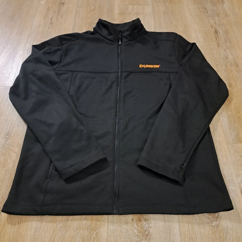Black Soft Full-zip Dunkin' Uniform Jacket Polyester Micofleece Men's Size Large - Picture 9 of 10